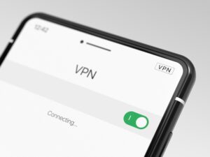Cell phone screen with the word VPN