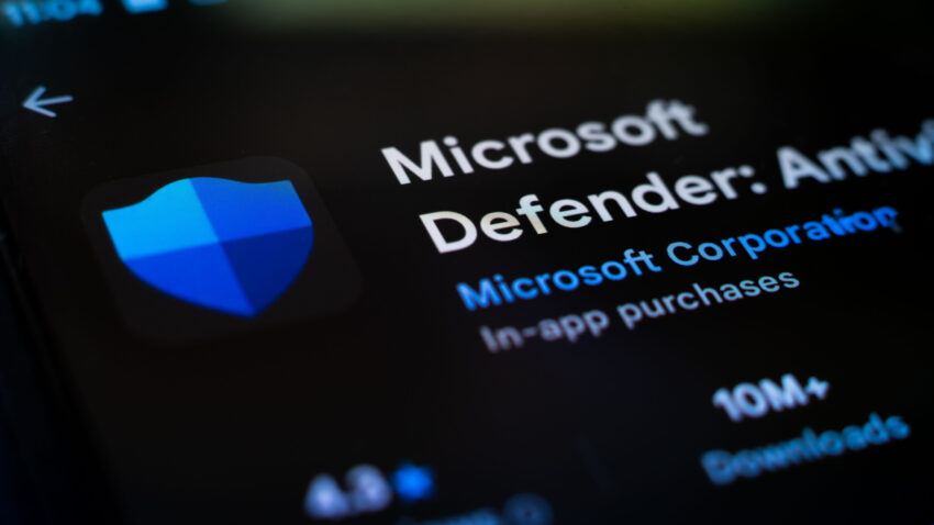 Logo of Microsoft Defender on mobile device screen